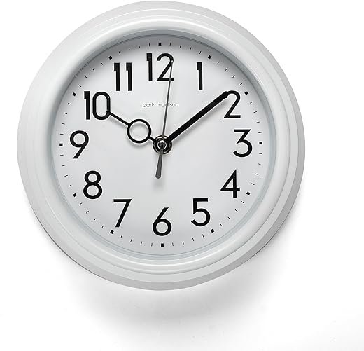 Retro 9 inch Silent Mid Century Modern Kitchen Diner 50's Vintage Design Wall Clock Quartz Movement Retro Wall Clock Decorative, White
