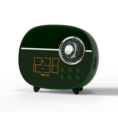 Retro Alarm Clock with Bluetooth,Hands-Free Calling,Night Light,Support TF Card and AUX, Suitable for outdoor