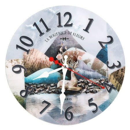 Retro Electric Wall Clock - Metal Alarm Round Sticker for Home Bedroom Decor (Z-0018)
