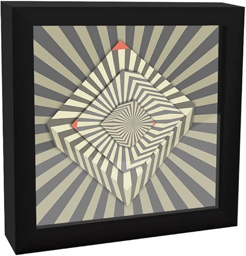 Retro Sunshine Abstraction Square Wall Clock, Modern Novelty Black Clever Table Clock Silent Non Ticking Battery Operated Geometric Hexagon Decorative Wall Clock 8.86'' x 8.86'' -Black