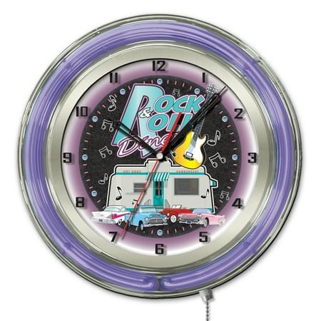 Rock & Roll Diner 19 Double Neon Wall Clock