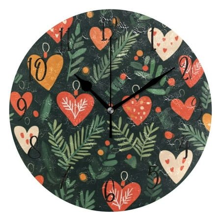 Round Clock Black Clock 9.84*9.84 Inch Round Art Clock Decorative Clock Creative Clock Dual-Purpose Clock Wall Clock Clock Fashion Decoration Christmas Love Picture