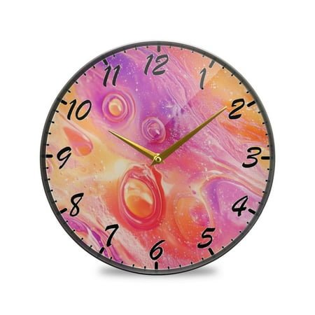 Round Clock Wall Clock Decorative Clock 9.5 Sizes Clock Red Bubbles and Waves