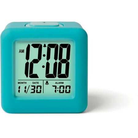 Rubber Cube Calendar Smart Light Table Clock Aqua - Timelink