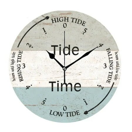 Rustic Beach Ocean Tide Time Decorative Wall Clocks Round Large Coastal Nautical Tide Wall Watch Bedroom Home Decor 12 14 inch