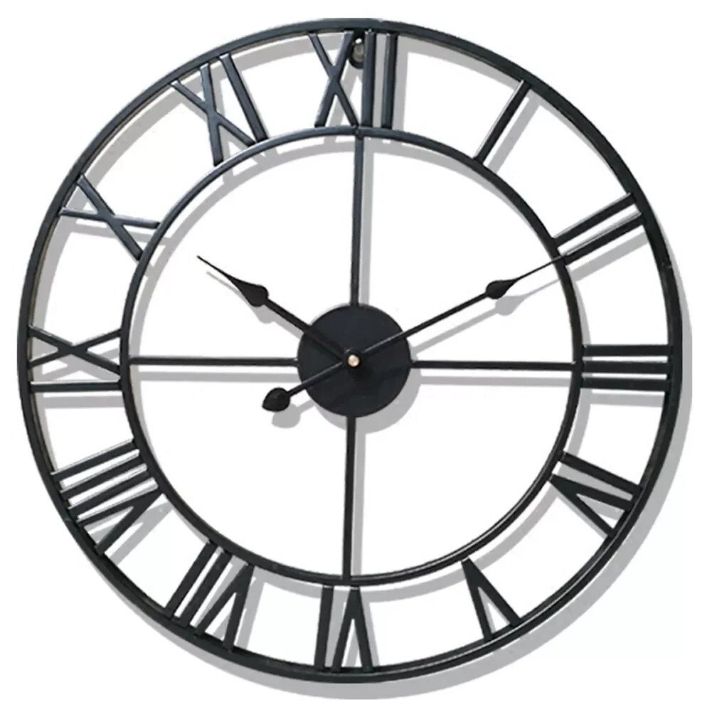 Rustic Metal Wall Clock - Roman Numerals