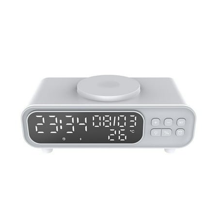 RXMEKW Alarm Clock with Light to Wake Up 15W Multi Functional Five in One Wireless Charger Bedside Night Light Alarm Clock Temperature Display Wireless Charging Suitable for Ios and Android