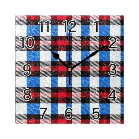 Ryvnso Checkered Grid-b2 Wall Clock Square Silent Non-Ticking Battery Operated 7.78