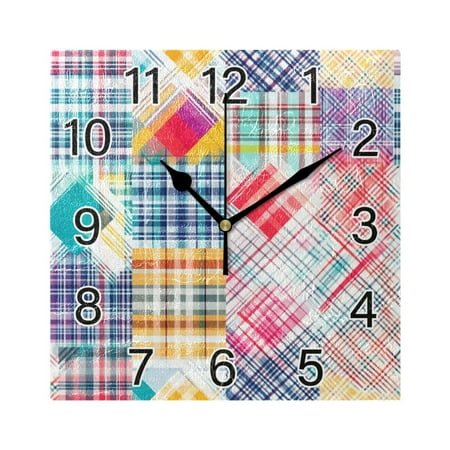 Ryvnso Checkered Grid Pattern-a1 Wall Clock Square Silent Non-Ticking Battery Operated 7.78