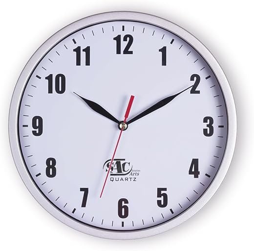 SAC SMARTEN ARTS 8 Silent Quartz Wall Clock Non-Ticking Digital Silver Wall Clocks