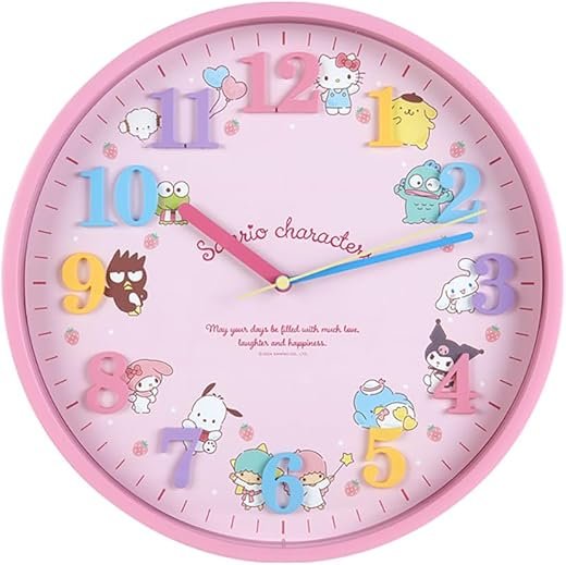 Sanrio Sanrio Characters Wall Clock, Wall Clock, 11.6 x 11.6 x 1.8 inches (29.5 x 29.5 x 4.5 cm), Character SANRIO 100781