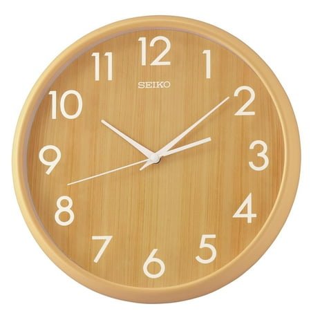 Seiko 12 inch Shinrin Round Wall Clock Light Brown Faux Wood Analog Quartz QXA810YLH