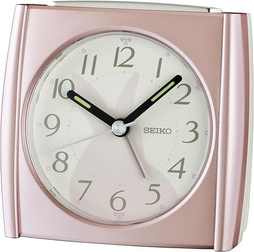 Seiko Allison Non Ticking Bedroom Alarm Clock, 3 Inch, Pearl Pink