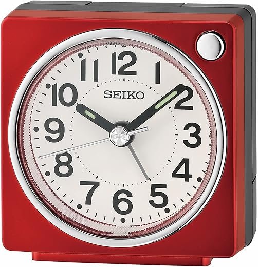 Seiko Fuji Dark Bedroom Alarm Clock, Metallic Red