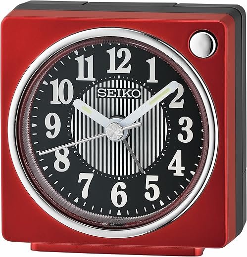 Seiko Fuji II Bedroom Alarm Clock, Metallic Dark Red