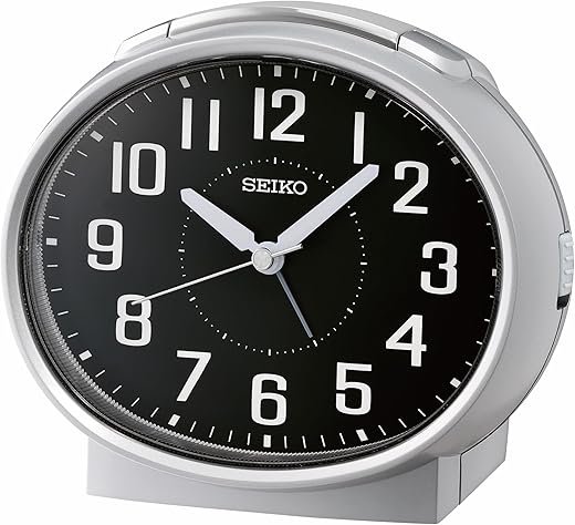 Seiko Imperial Non Ticking Bedroom Alarm Clock, 4 Inch, Silver