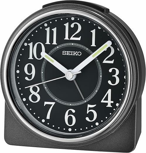 Seiko Marui Bedroom Alarm Clock, Metallic Black
