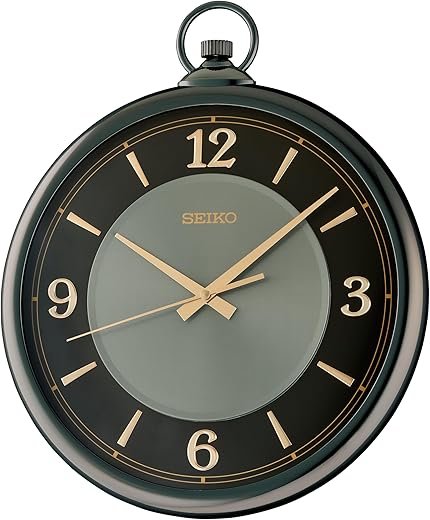 Seiko Non Ticking Butler Wall Clock, 16.7 Inch, Black