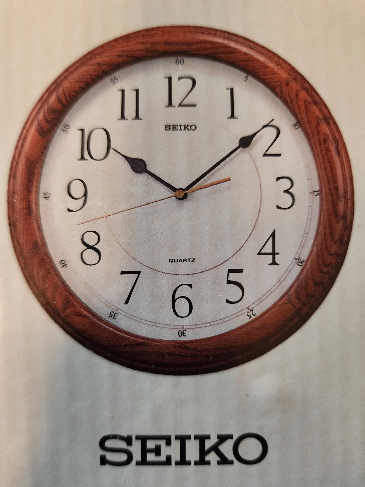 Seiko Wall Clock Quiet Sweep Second Hand Dark Brown Solid Oak Case