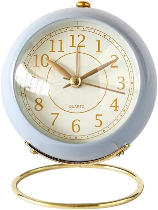 SHISEDECO Small Tableclocks Classic Non-Ticking Tabletop Alarm Clock with Backlight, Battery Operated Astronaut Deskclock with HD Glass for Living Room Bedroom Bedside Indoor Decor (Blue)