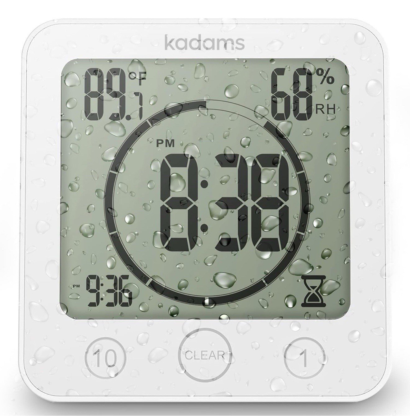 Shower Clock Waterproof Bathroom Digital Wall Clock W/ Temperature & Humidity