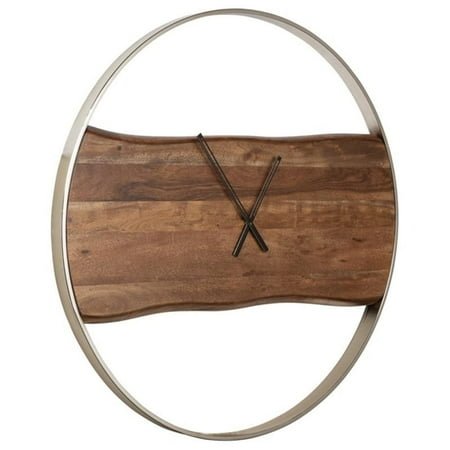 Signature Design by Ashley Casual Panchali Wall Clock Brown/Silver Finish