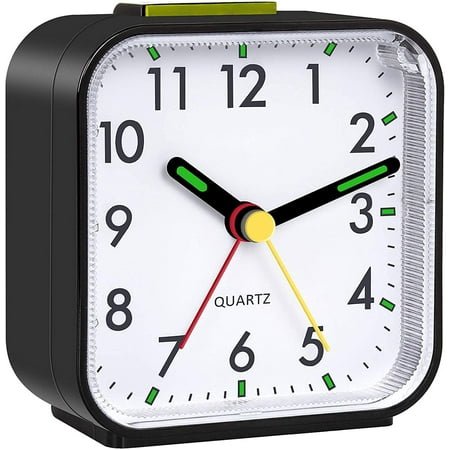 Silent Non-Ticking Travel Alarm Clock with Night Light