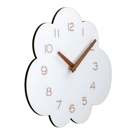 Silent Wall Clock with Unique Cloud Design - Faux Wood, Battery-Powered (AA), Silent Movement, Perfect for Living Room & Bedroom Decor