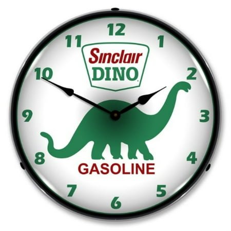 Sinclair Dino Gasoline LED Wall Clock, Retro/Vintage, Lighted, 14 inch