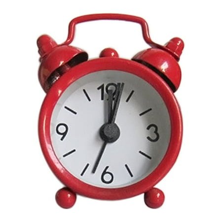 Small Loud Alarm Clock Metal Alarm Clock Small Electronic Mini Clock for Heavy Sleepers Twin Bell Alarm Clock Silent Non Ticking One Size Red