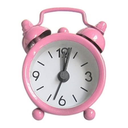 Small Loud Alarm Clock Metal Alarm Clock Small Electronic Mini Clock for Heavy Sleepers Twin Bell Alarm Clock Silent Non Ticking One Size Pink