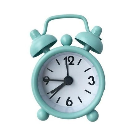 Small Metal Electronic Creative Cute Round Table Clock Mini Alarm Clock Digital Quartz Clock LIGHT GREEN