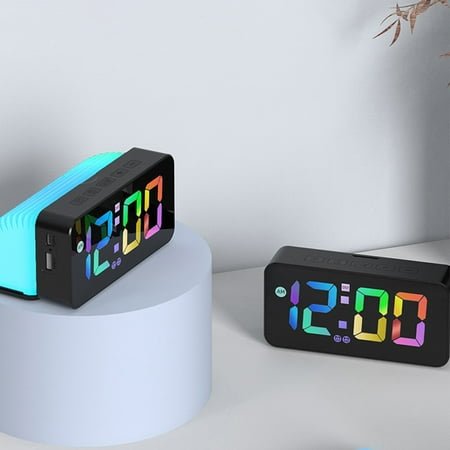 Smart LED Digital Alarm Clock with Sound Control - USB Powered Book Design Clock with Temperature Display, RGB Color Lights, 5-Min Snooze Function - Silent Operation Desk Clock with 178° View