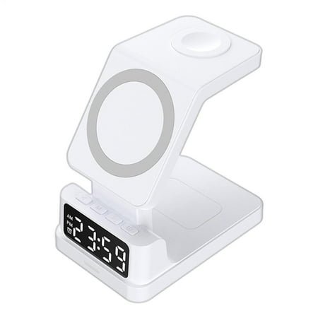 SOOPE Wireless Digital Alarm Clock - 15W Fast Wireless Phone Charger Dock, Desk Charging Station | 4 in 1 Alarm Clock with Smart Technology, Phone Dock and Cradle for Home and Office Travel Business