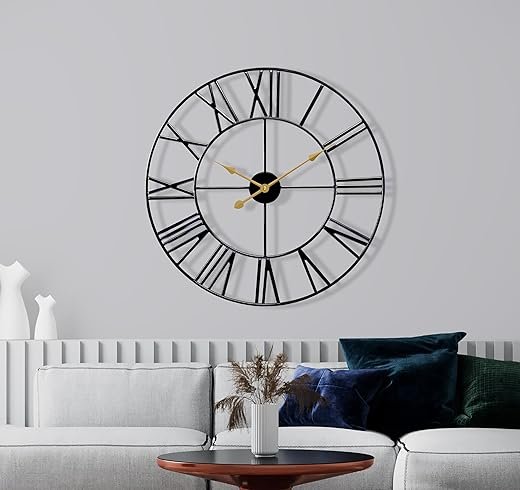 Sorbus Large Wall Clock for Living Room Decor - 24 inch Big Wall Clock Decorative - Battery Operated - Roman Numeral Analog Large Clock for Bedroom, Room, Home, Kitchen, Office, Wall Decor (Black)