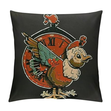 Sound Alarm Wall Clock Animal Cuckoo Throw Pillow, Multicolor