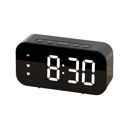 Spring Savings! Outoloxit LED Electronic Alarm Clock Mirror Clock Student Plug-in-use Small Alarm Clock Digital Clock Sound-controlled Temperature Clock, Black