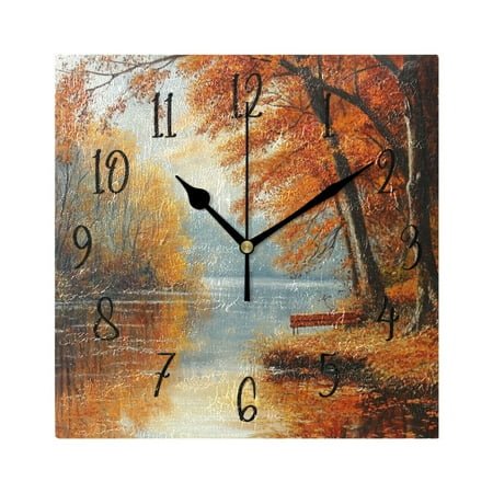 Square Clock Black Clock 7.78 *7.78 Inch Decorative Clock Creative Clock Dual-Purpose Clock Wall Clock Clock Decorate Your Space A River
