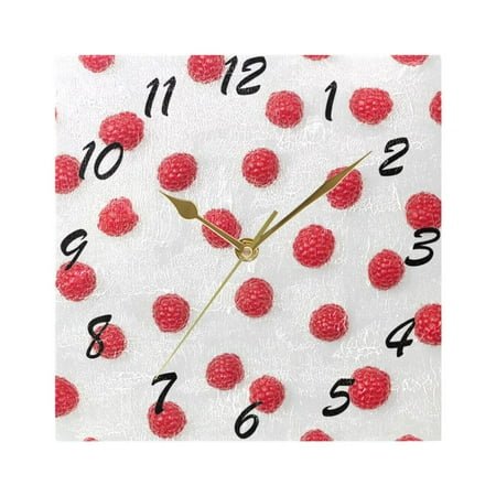 Square Wall Clock Silent Non-Ticking Battery Operated Retro 7.78 Clock for Bedroom Living Room Decor Red Dots