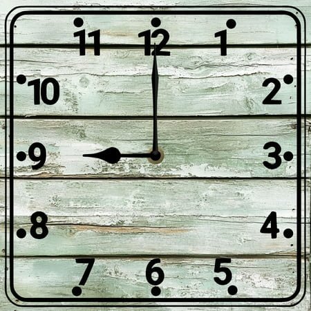 SRongmao Wooden Wall Clock Silent Non-Ticking Green Wooden Clock Vintage Square Wall Clocks Decor for Home Kitchen Living Room Office Battery Operated