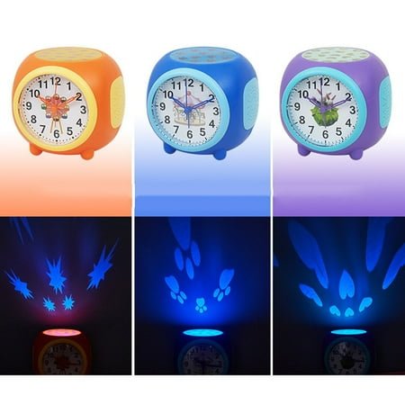 Starry Projection Silent Alarm Clock Colorful Music Natural Sound Clock purple Smile Home