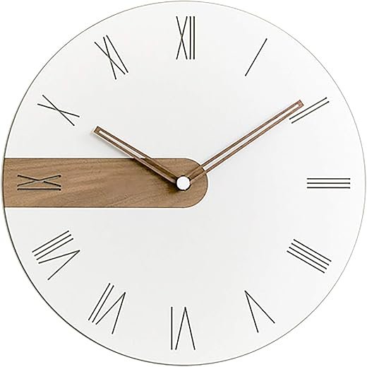 Stephanie Imports Modern Minimalist Exposed Wood Silent Wall Clock (Roman Numerals)