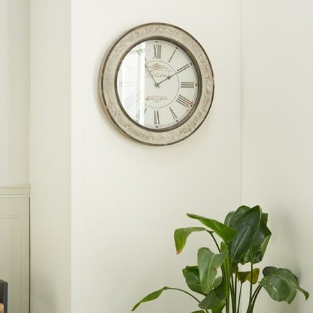 Studio 350 Cream Wooden Distressed Decorative Wall Clock