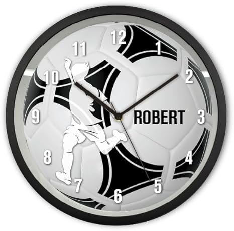 Sungwon Personalized Soccer Kids Wall Clock, 12 Diameter, Made in USA