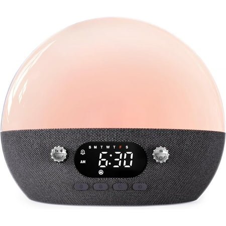Sunrise Alarm Clock w/Bluetooth Speaker, White Noise for Sleep, Wake up Light Alarm Clocks for Bedrooms, Heavy Sleeper, Dimmable Night Lights Sunset Lamp, for Baby Kids Adults