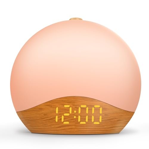 Sunrise Alarm Clock White Noise Sound Machine with 26 Soothing Sounds, 17 NightLights, Bluetooth Speaker, Wake Up Light Alarm Clock for Bedrooms, Heavy Sleepers, Ideal Gift for Baby, Kids, Seniors