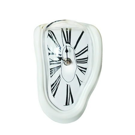 Surreal Melting Wall Clock Unique Dali Inspired Design Decorative Art Piece Silent Movement Black Frame