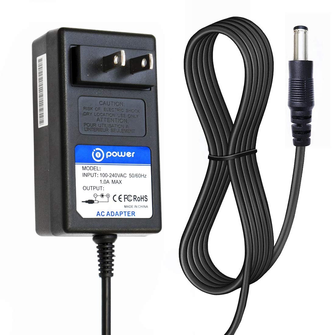 T-Power 6.6ft Long Cable AC Adapter for iHome iH6 iH8 iH5 iH5B IH5BRE Dual-Alarm Clock Radio iPod Station U150120DA3 SAD7015SE MKD-481501200 Charger Power Supply Cord AC,DC Plug
