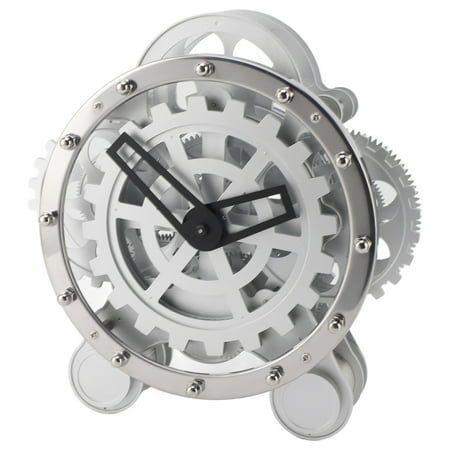 Table Gear Clock European Mechanical Gear Clock Creativity 2 Feet Metal Rotating Gear Clock Desk Clock for Living Room Study