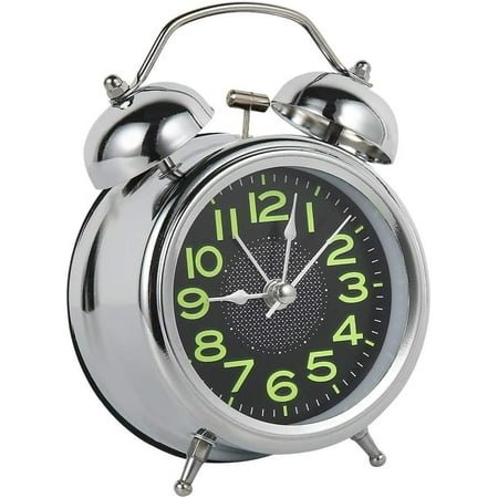 TETAIA Alarm Clock Vintage Retro Silent Pointer Clocks Round Number Dual Bell Loud Alarm Clock Bedside Night Light Home Decors